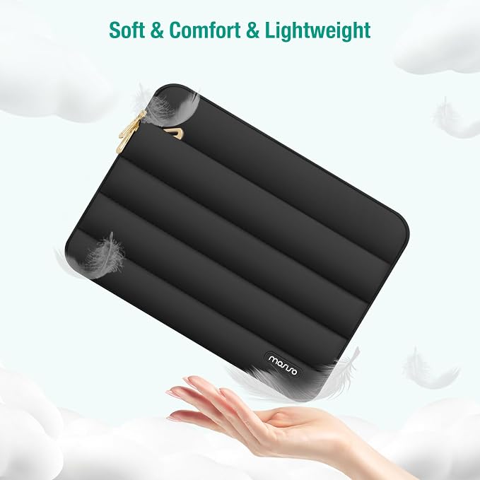 MOSISO Laptop Case 13.3 inch,13-13.3 inch Puffy Laptop Sleeve Compatible with MacBook Air 13.6 M5 M4 M3 M2 M1/Neo/Pro 13/14,HP Dell ASUS Lenovo,Polyester Horizontal Bag with Small Case, Black