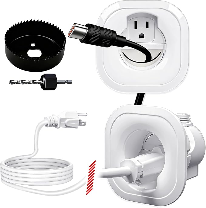 in wall Cable Management kit W/Hole Saw & Drill Template Power & Low Voltage Wire Cable Management Box Safe Fire-Resistanttv Cable Hider wall kit for Wall Mounted TV Home Theater