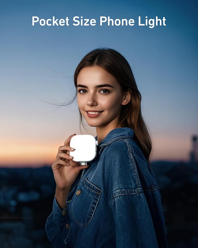 TELESIN Magnetic RGB Video Light for Phone/iPhone MagSafe/iPad/Laptop/Camera, Selfie Light 360° Full Color CRI 95+/2500-9000K Portable Photography Lighting w Clip, 2000mAh Rechargeable