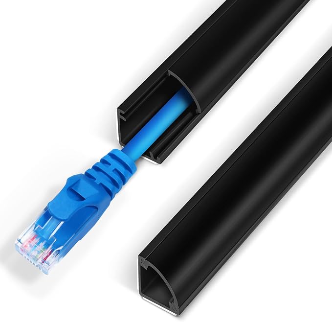 ZhiYo Corner Cable Concealer, Corner Cord Hider for One Cord, 180in (5 x L36in) Wire Covers for Cords, Paintable Cord Cover, Cable Management Channel Raceway for Wall, Floor Baseboard, Ceiling, Black