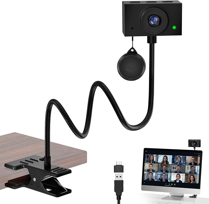 Webcam for PC, Streaming Camera, Web Camera for Desktop/Laptop Computer Webcam with Microphone, Plug and Play USB Web Cam with Bracket, Manual Focus, for Live Streaming, Video Calls (Black, 1080P)