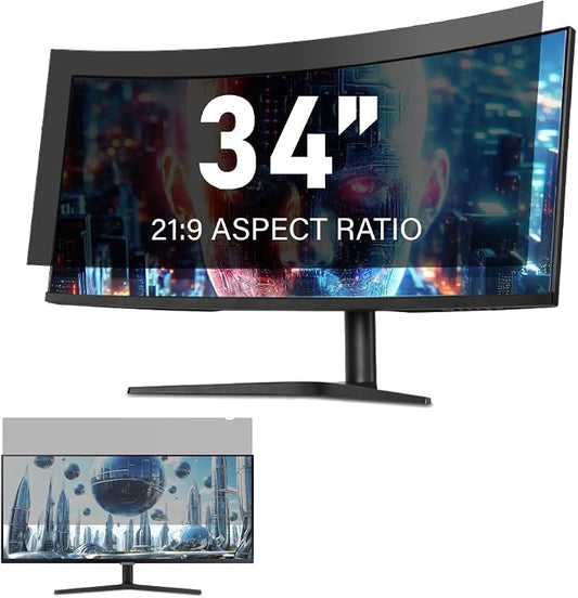 34 Inch Computer Privacy Screen Filter for 21:9 Ultra-Wide Aspect Ratio Widescreen Monitor - Anti Glare Blue Light Filter, Screen Protector - Made in Korea