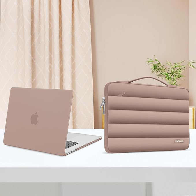MOSISO Compatible with MacBook Air 15 inch Case M5 2026 M4 2025 M3 2024 M2 2023 A3448 A3241 A3114 A2941, Plastic Hard Shell Case&Puffy Sleeve Bag&Keyboard Skin&Webcam Cover&Screen Film, Bronze Brown