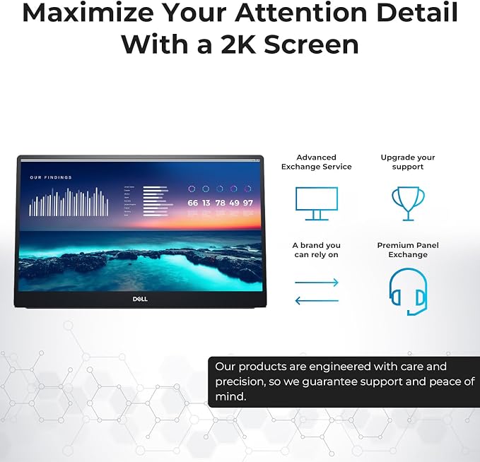 Dell P1424H 14-Inch Portable Monitor for FHD LED with Dual-Screen Productivity, in-Plane Switching, USB-C Connectivity, Low Blue Light, and Display Manager Software