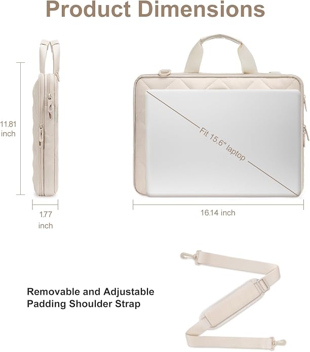 MOSISO 360 Protective Laptop Shoulder Bag, Double Layer Fluffy Padded Laptop Bag with Anti-theft Zipper