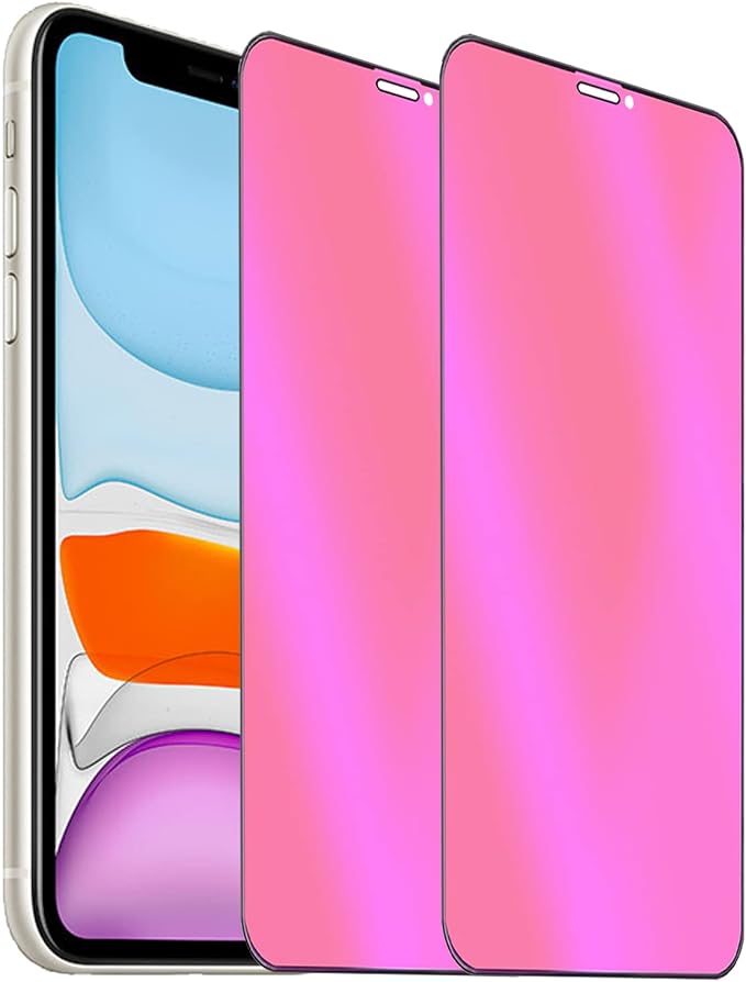 2 Pack Anti-Blue Privacy Tempered Glass Suit for iPhone 11/iPhone XR Mirror Anti-Spy Screen Protector Anti-Peeping Film Electroplated Gradient Colorful