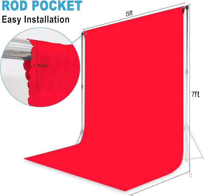 Red Backdrop for Photoshoot, Professional Photo Backdrop Background Curtain for Product Photography, Portraits, Wedding, Party, Live Streaming Video Recording 5X7 FT (Background Only)