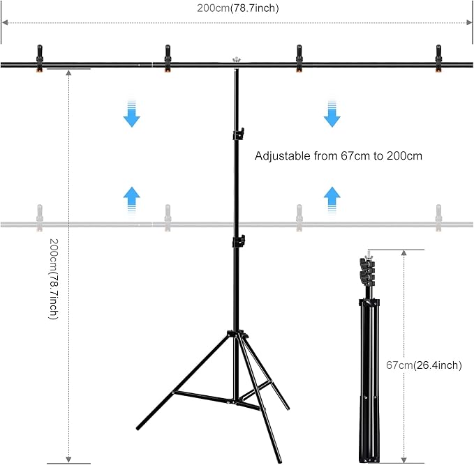 PULUZ Green Screen Backdrop Kit with Stand, 6.5X6.5ft Portable Green Screen Stand kit, GreenScreen Background with Stand Carrying Bag Clamp for Photoshoot, Photography Video, Live Streaming