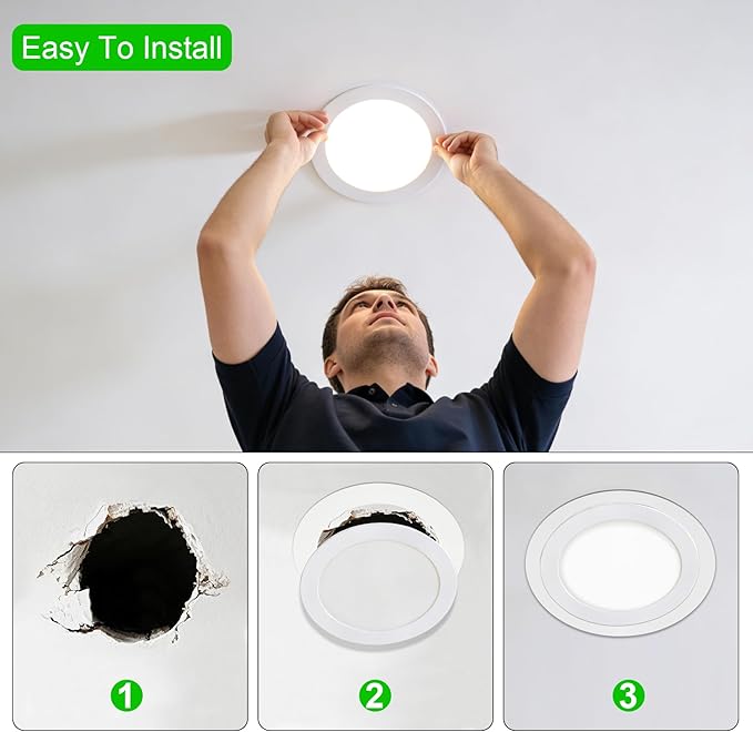 12 Pieces Trim Goof Rings for 6 Inch Recessed Lights, Plastic Ceiling Light Goof Rings to Cover and Clean up Unsightly Drywall, Mis-Cuts or Oversized Holes, White