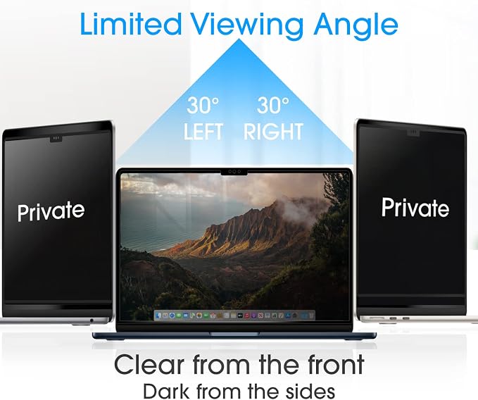 amFilm New MacBook Air 13.6 inch (2025, M4)(2024, M3)(2022, M2) Privacy Glass Screen Protector Model A2681 [9H Hardness][ Anti-Scratch][ Anti-fingerprint]