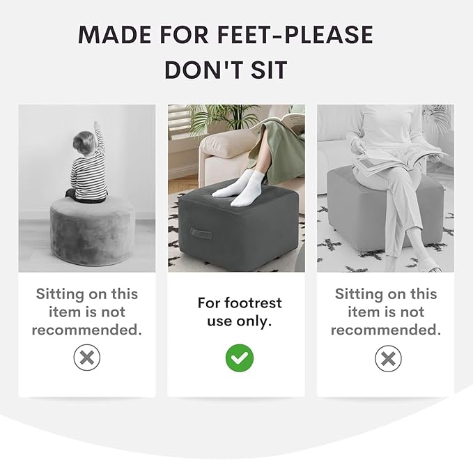 MeMoreCool Square Stuffed Pouf Ottoman Foot Rest, Floor Pouf Foot Stool with Foam Chunk Filling, Soft Stuffed Ottoman Footrest for Living Room, Coffee