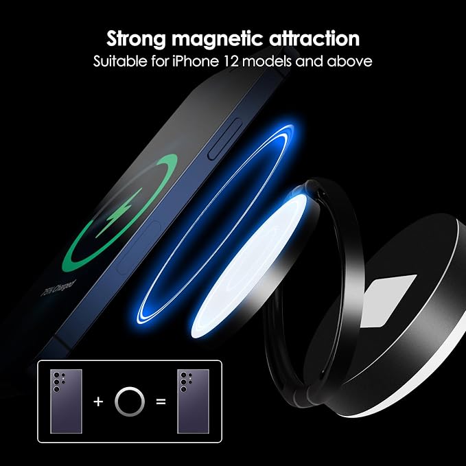 Magnetic Selfie Light, Portable Fold Selfie Light for iPhone, with Phone Mount Function, Light for Phone/iPad/iPhone/Camera, Fill-in Light for Photography/TikTok/Vlog/Video/Makeup/Conference (Gray)