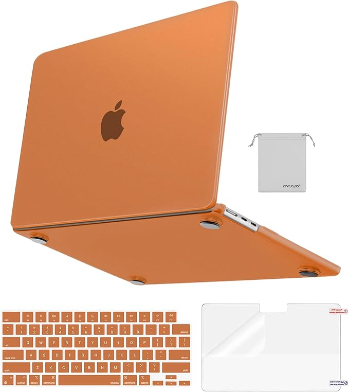 MOSISO for MacBook Air 15 inch Case M5 2026 M4 M3 M2 2025-2023 A3448 A3241 A3114 A2941, 4 in 1 Kit Seamlessly Closes Anti-Fingerprints Matte Hard Shell,Great for Business Travel Study, Cosmic Orange