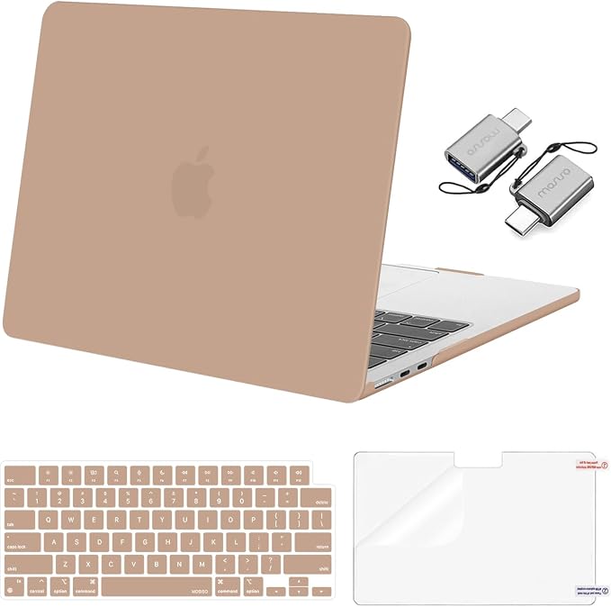 MOSISO Compatible with MacBook Air 13 inch Case M5 2026 M4 2025 M3 M2 2024-2022 A3449 A3240 A3113 A2681, Hard Shell&Keyboard Cover&Screen Film&Type C for MacBook Air 13.6 inch Case, Bronze Brown