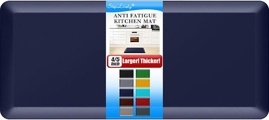 4/5 Inch Thick Kitchen Mat - Cushioned Anti Fatigue Mats for Kitchen Floor - Easy to Clean, Waterproof, Non-Slip Kitchen Rug for Sink, Office, Kitchen (17''x39'' Blue)