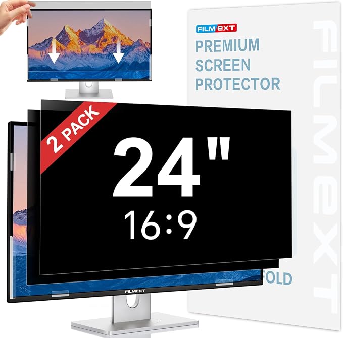 [2 Pack] 24 Inch Computer Privacy Screen , 16:9 Aspect Ratio Monitor Privacy Filter with Anti-Glare, Anti-Blue Light & Anti-Spy Protection, Removable Anti-Scratch Screen Protector for 24-Inch Widescreen Monitors