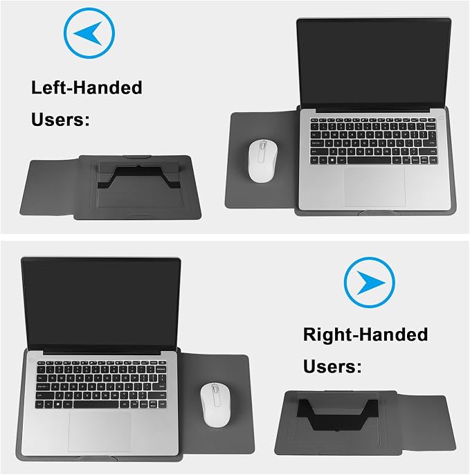 HoYiXi 15.6" Laptop Sleeve Case PU Leather with Stand Compatible with MacBook Pro 16/15.4'' MacBook Pro 15, Mac Air 15/ Dell, Matebook,Asus,15-16'' Laptop Bag,(Patent Pending),Gray