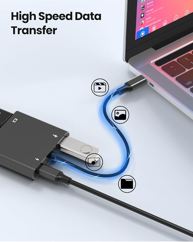USB C to Dual HDTV Adapter, Fophmo 4K@60Hz HDTV Splitter Extend Display for Dual Monitors, macOS Only Allows Mirror Mode, Windows Allows Multi-Monitor Display 3 Separate Screens for 100W PD,USB-A Port