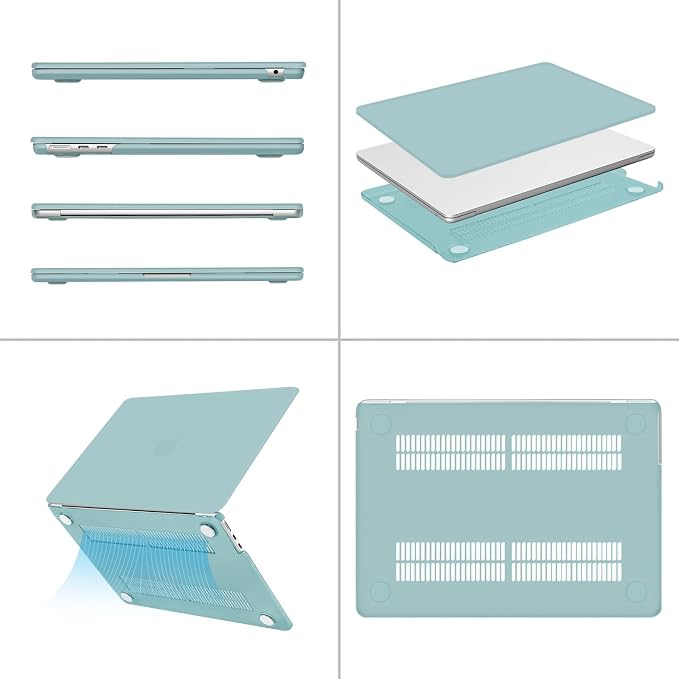 MOSISO Compatible with MacBook Air 13 inch Case M5 2026 M4 2025 M3 M2 2024-2022 A3449 A3240 A3113 A2681, Hard Shell&Keyboard Cover&Screen Film&Type C for MacBook Air 13.6 inch Case, Aquamarine