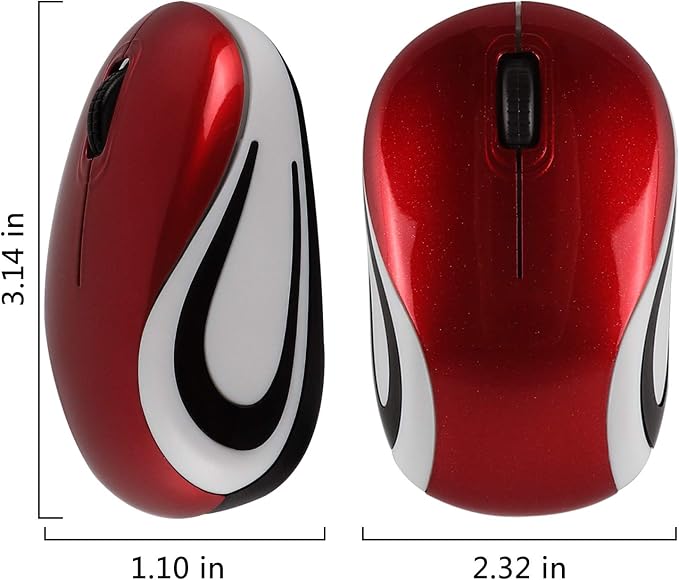 Usbkingdom Mini Small Wireless Mouse for Travel Optical Portable Mini Cordless Mice with USB Receiver for PC Laptop Computer (Red)