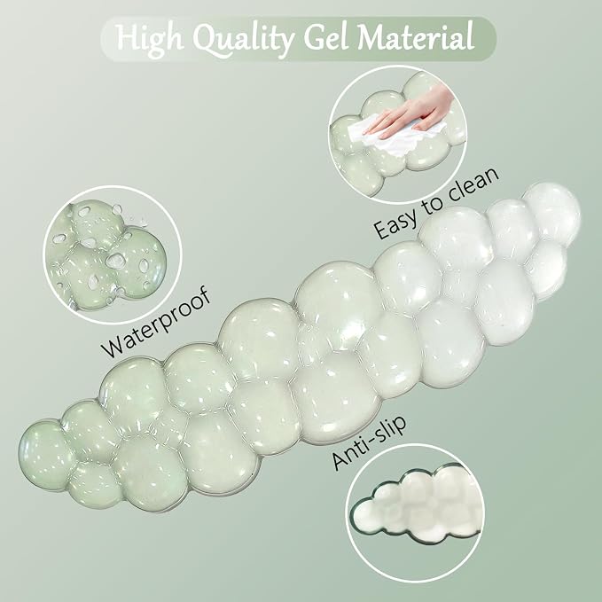Gel Cloud Wrist Rest for Keyboard and Mouse Gradient Green Clear Keyboard Wrist Rest Transparent Ergonomic Cute Mouse Wrist Pad Silicone Non-Slip Wrist Pad for Computer Gaming Laptop Home Office