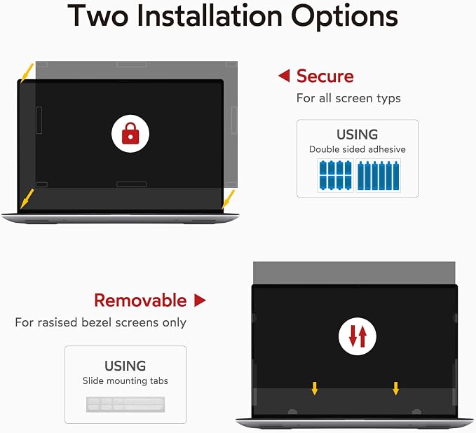 bersem 2 Pack 14 inch Laptop Privacy Screen for 16:9 Ratio Computer Monitor, Anti-Glare, Blue Light Filter, Removable, UV-Blocking