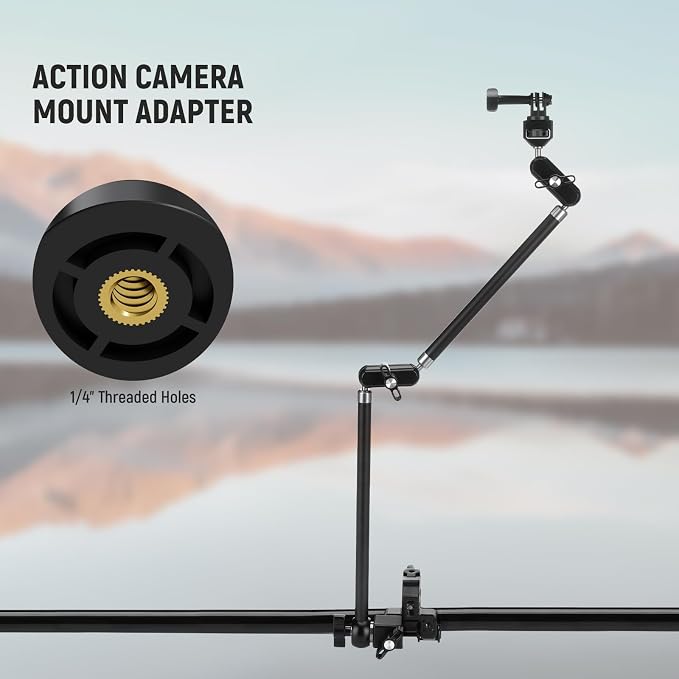 NEEWER 30" Articulating Magic Arm with Desk Super Clamp/Action Cam Mount/Phone Holder, Overhead Camera Mic Boom Stand, Compatible with GoPro iPhone DSLR Webcam Microphone Video Recording, UA056