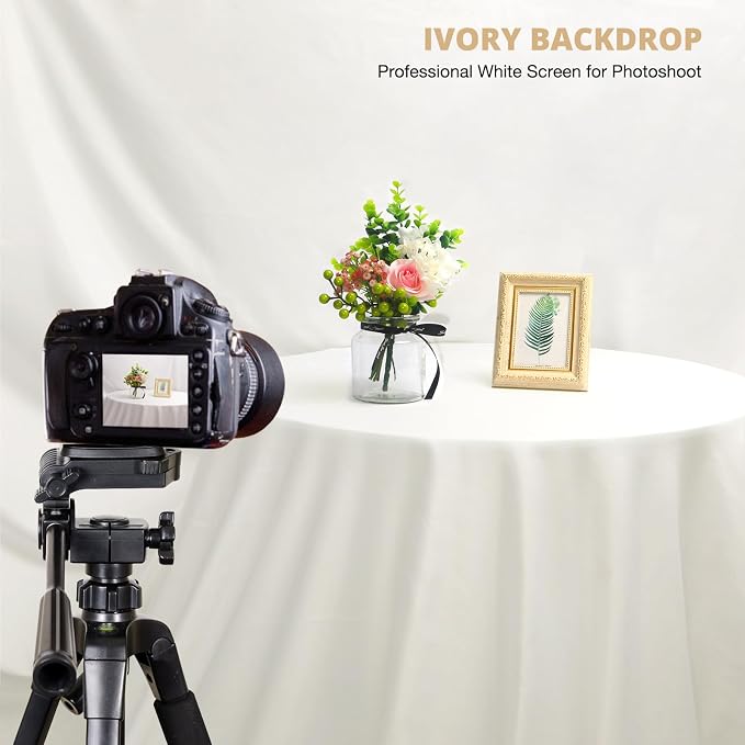 Aimosen 10x10 FT Ivory Backdrop Background for Photography Large Photo Backdrop Curtain Drapes, High Density Ivory Screen Backdrops for Portrait Photoshoot Booth Video Studio