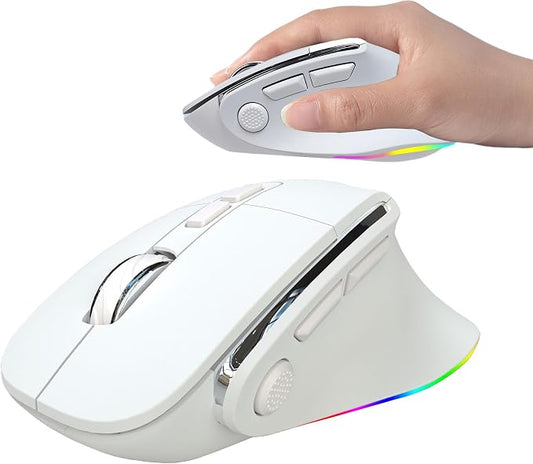 Ergonomic Mouse Large Middle Hands Dual Mode(Bluetooth+USB)Rechargeable Vertical Carpal Tunnel Bluetooth Wireless Mouse for PC/Laptop/Computer/Desktop/Tablet/ipad/Macbook Air/Pro Office Work Gift