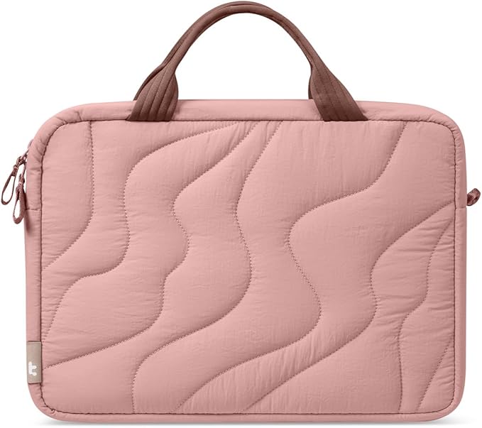 tomtoc 13-14 Inch Protective Puffy Laptop Carrying Bag for Women, Lightweight Laptop Briefcase Fits 13-inch Macbook Air M5 2026 & Neo A18, 14" MacBook Pro, Work Bag Case Handbag with Organized Storage