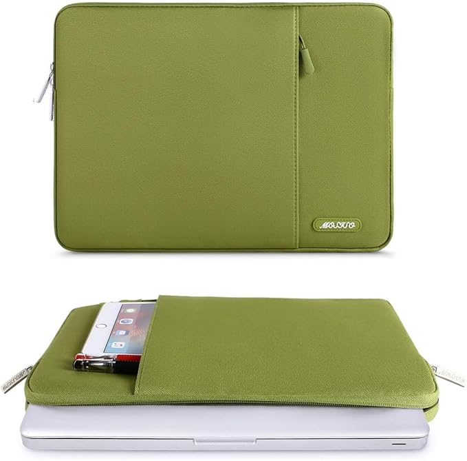MOSISO Laptop Case 15 inch, 15 inch Laptop Sleeve Compatible with MacBook Air M5 A3448 M4 A3241 M3 A3114 M2 A2941 2026-2023, Dell XPS, Polyester Vertical Computer Sleeve Bag with Pocket, Chartreuse