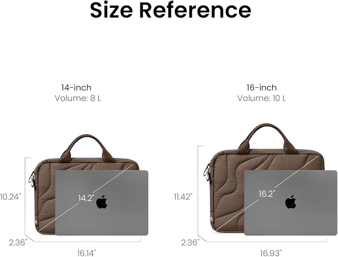 tomtoc 13-14 Inch Protective Puffy Laptop Carrying Bag for Women, Lightweight Laptop Briefcase Fits 13-inch Macbook Air M5 2026 & Neo A18, 14" MacBook Pro, Work Bag Case Handbag with Organized Storage