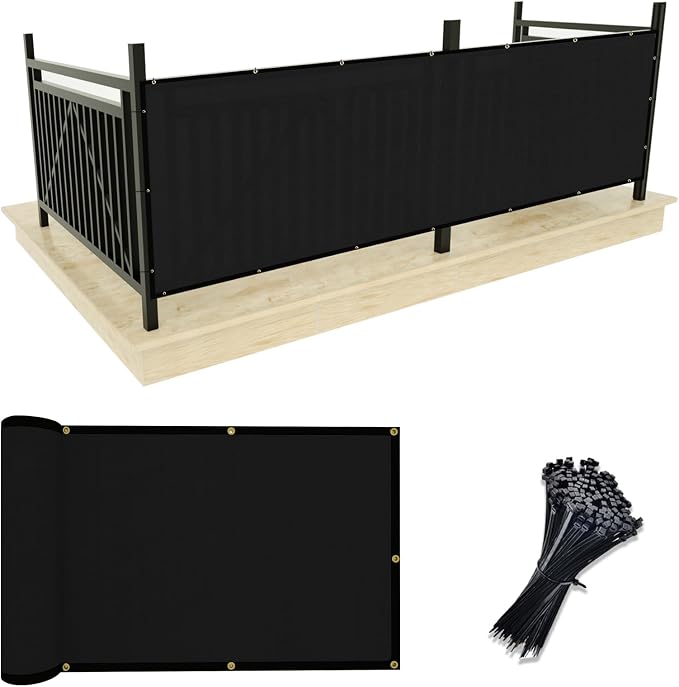 UPGRADE Privacy Screen 3' x 16' Fence Commercial Shade Cover with Brass Grommets Heavy Duty Perfect for Outdoor Back Yard, Black, Customizable