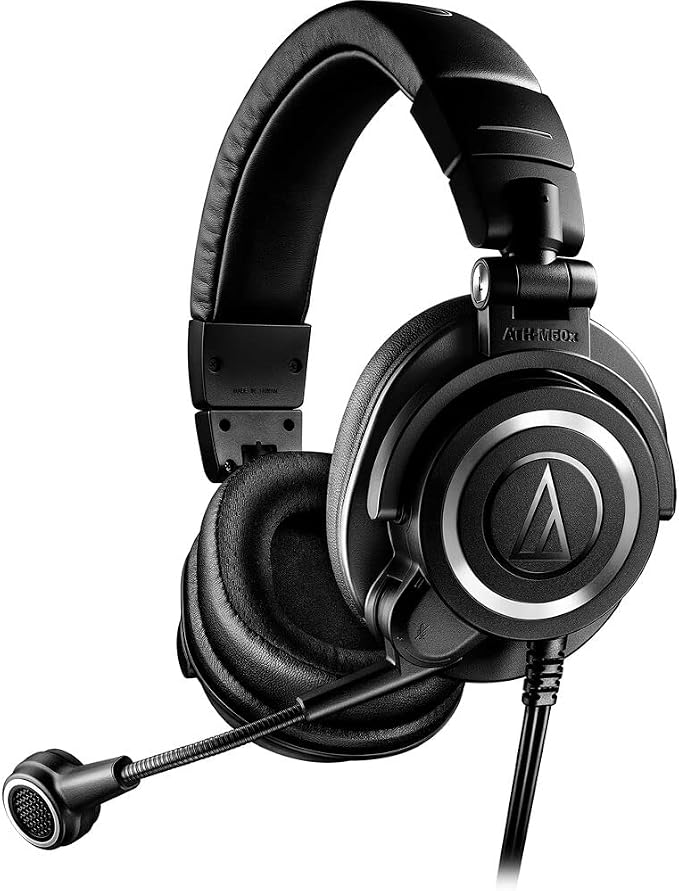 Audio-Technica ATH-M50xSTS-USB StreamSet Headset with USB Connector with Headphone Stand & Goby Labs Headphone Cleaner w/Cloth