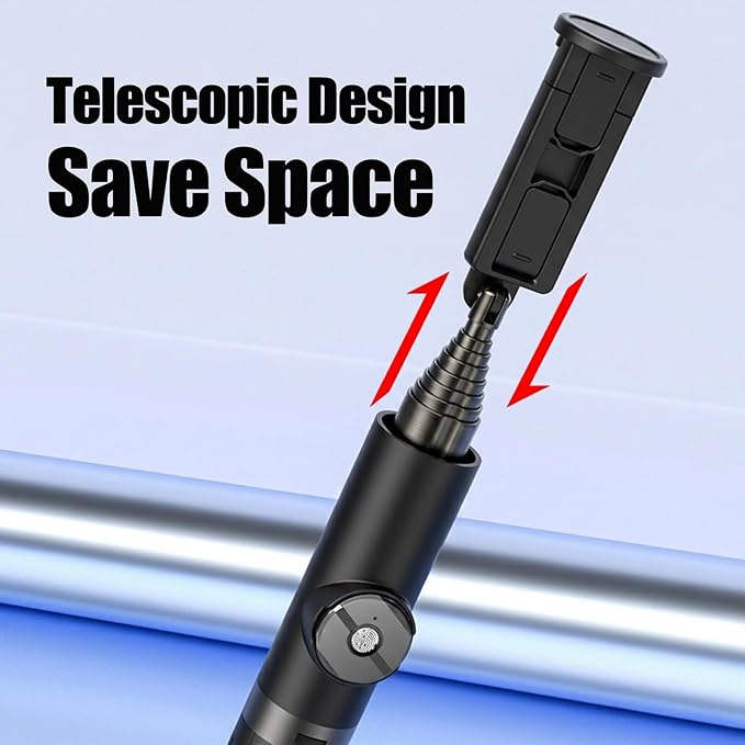 Selfie Stick Tripod Portable Extendable Cell Phone Stand with Detachable Mini Ring Light Phone Tripod Stand with Bluetooth Remote for iPhone Android for Vlogging/Travel/Live Streaming (Black)