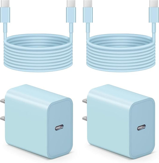 iPhone 17 16 15 Charger Fast Charging 6FT - 20W USB C Charger Block with 6FT Type C to C Cable Compatible with iPhone 17/17 Pro/17 Pro Max/Air/16/16e/15, iPad Pro, iPad Air (Blue)