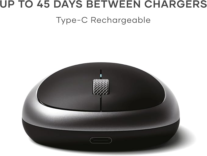 Satechi M1 Wireless Bluetooth Mouse, USB-C Rechargeable, Compact & Portable, for MacBook Air/Pro/Neo, iPad Air/Pro, iPad mini, Mac mini, iMac & Windows - Space Gray