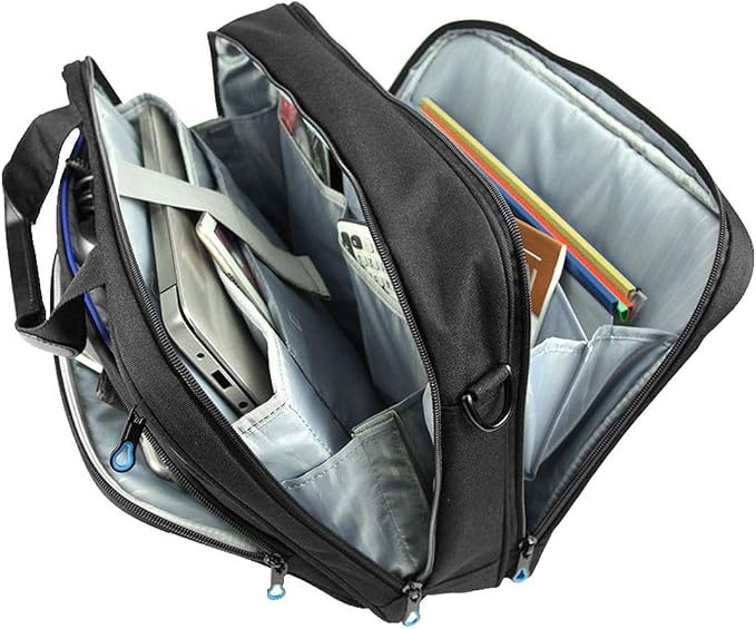 KROSER Laptop Bag 15.6 Inch Briefcase Messenger Bag Water Repellent Computer Case Shoulder Bag Durable Tablet Sleeve for Business/College/Women/Men - Black/Blue