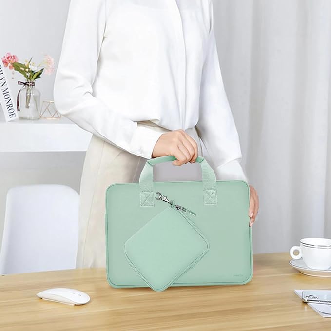 Hseok Laptop Sleeve 14 inch Case with Small Case, Compatible with MacBook Neo 14, MacBook Pro 14 M5/M4/M3/M2/M1, XPS 14 and Most 14 inch Notebooks, Neoprene Computer Handbag,Spring blue