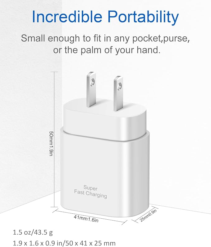Type C Charger Fast Charging for iPhone 17 16 15,USB C Samsung Chargers Block 25W Super Fast Chargers for Samsung Galaxy S25/S24 S23 S22 S21/iPhone Air/17/17 Plus/17 Pro Max/16 Pro Max/15 Plus(White)