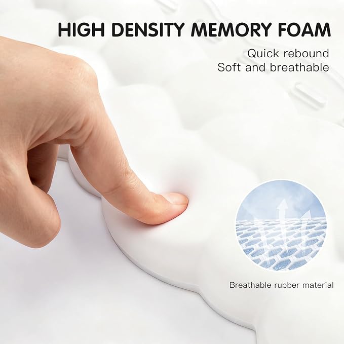 Ergonomic Keyboard Wrist Rest,Adjustable Tilt Stand Combo,White Acrylic Cloud Comfort Wrist Support, Customizable Width Riser for Home,Office Desk - Portable Comfortable Typing (White)