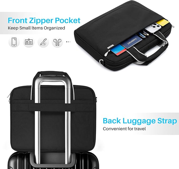 BAFFINA 15.6 16 Inch Laptop Shoulder Bag for Men Women,Waterproof Computer Carrying Case Messenger Bag with Strap,Laptop Briefcase for 14-15-16 Inch MacBook/Chromebook/Notebook Hp Dell Acer Asus,Black