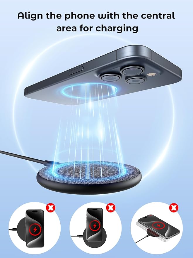NewQ Wireless Charger for Samsung, 15W Max Wireless Charging Pad for iPhone 16 15 14 13 12 11 mini/SE/Pro/Max/Plus，Samsung Galaxy S23/S22/S21/S20/S10/S9/S8/S7/Note20/10/9/8, Google Pixel 8/7/6，1 Pack