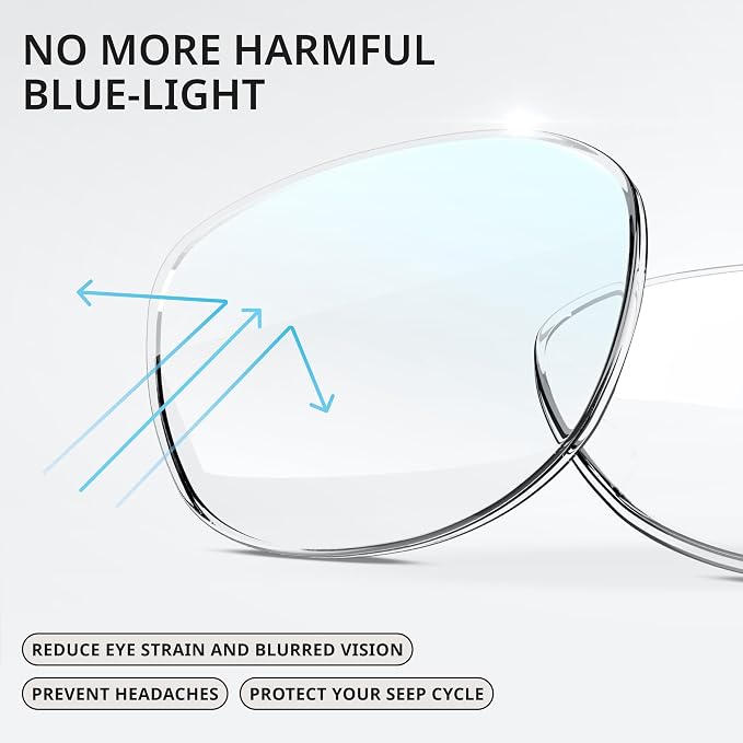 IBOANN Oversized Blue Light Glasses for Woman, Funky Fashion Glasses With Preppy Look, Reduce Screen Fatigue Computer Glasses