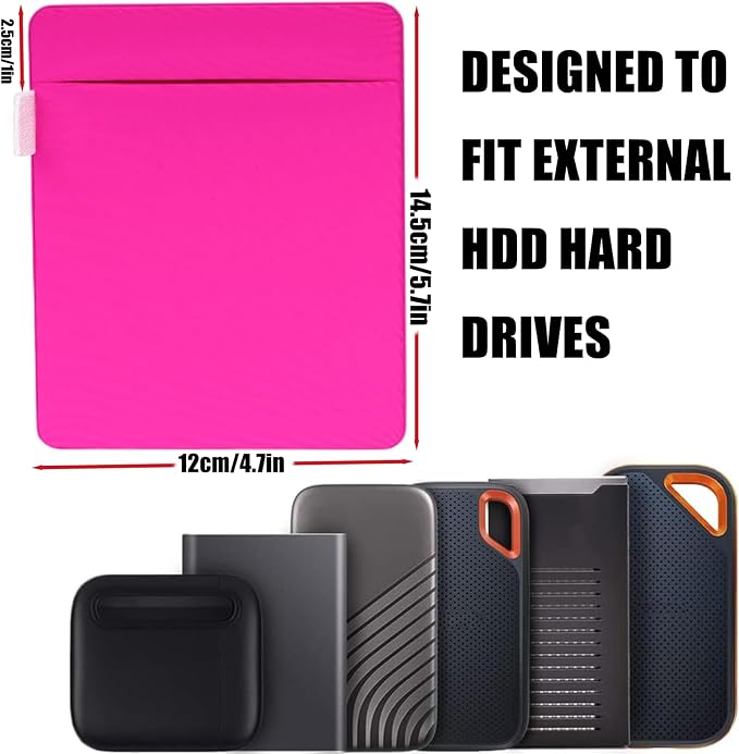 RIVEENY External Hard Drive Holder, Compact Elastic Pouch Organizer Pouch Wireless Storage for Wireless Mouse, Cables, Earphones