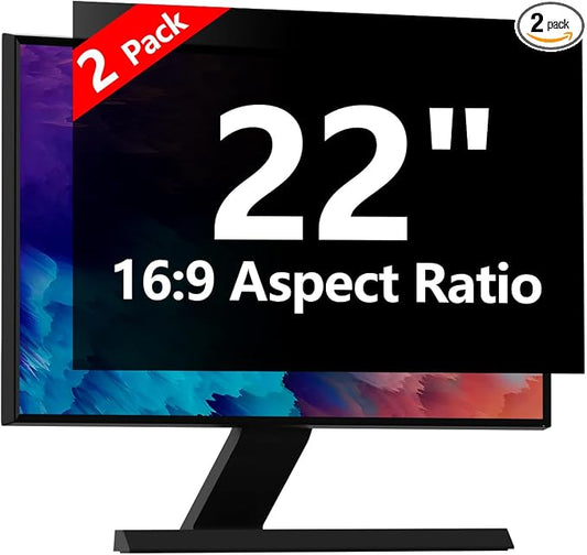 【2 Pack】 Computer Privacy Screen Protector 22 Inch with Hp Dell Asus Samsung LG and More, Removable Security Shield Filter for 16:9 Aspect Ratio Monitor Like ViewSonic Sceptre
