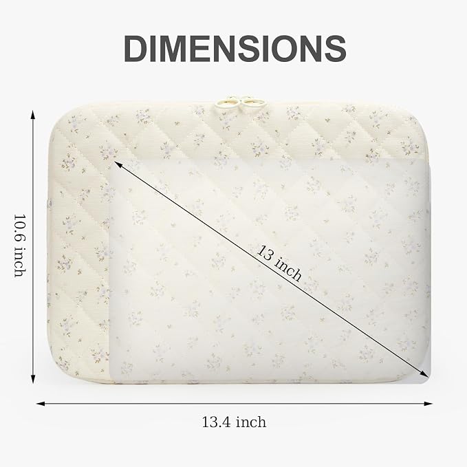 Puffy Laptop Sleeve 13-14 Inch Corduroy Quilted Laptop Protective Case Cute Floral Computer Sleeve Protective for MacBook (B-Purple, 13-14 Inch)
