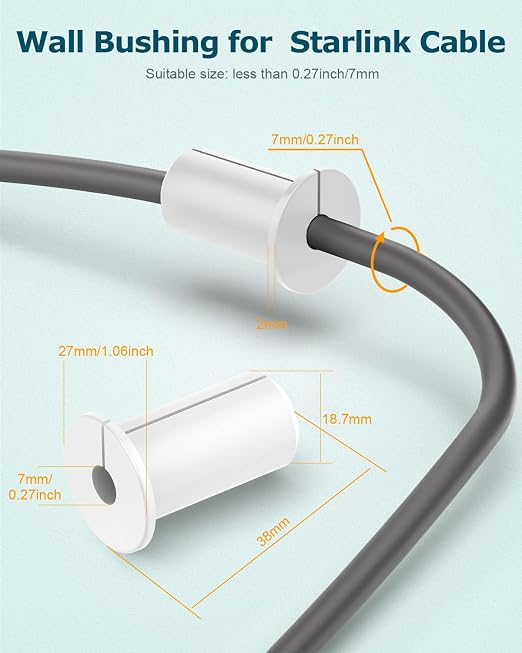 Starlink Cable Routing Kit for 3/4inch Wall Hole 4 PCS White Cable Grommet for Starlink Wall Pass Through Kit with 3/4” Spade Drill Bit, 5/16" Cobalt Drill Bit, Wall Wires Cilp and Cabling Tools