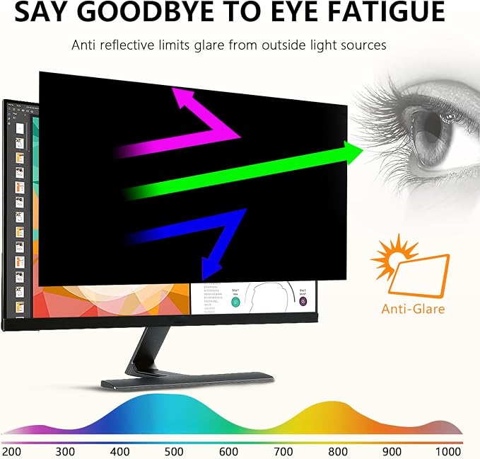 RedANGEL 【2-Pack】 24 Inch Computer Privacy Screen for 16:9 Monitors with Anti-Spy Anti-Glare Filter, Blue Light Blocking & Eye Protection, Removable Anti-Scratch HD Clarity Screen Protector