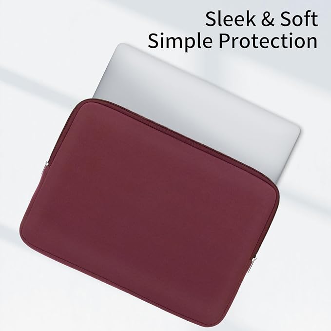 RAINYEAR 15 Inch Laptop Sleeve 15" Protective Soft Case Cover Bag with Accessories Pouch, Compatible with 15.4" MacBook Pro/Air A3448 A3241 A2941 A3114 A1938 A1707 A1990 (Red)